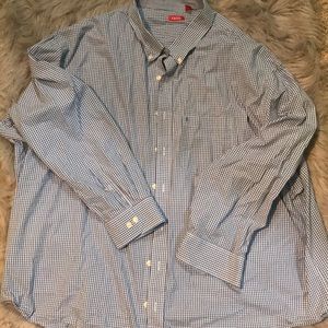 Blue and white plaid button up